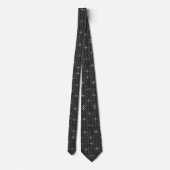 Art Deco Geometrie Schwarz & Silber Luxus-Muster Krawatte (Rückseite)