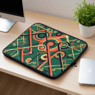 Art Deco Geometrisch Elegant Gold & Grün Laptopschutzhülle