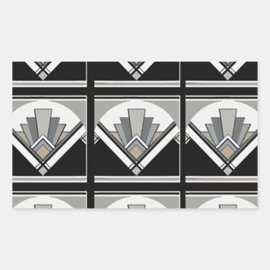 Art Deco geometrisch Rechteckiger Aufkleber (Vorderseite)
