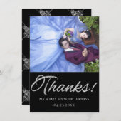 Art Deco | Geometrisch schwarz und silber Dankeskarte (Vorne/Hinten)