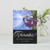 Art Deco | Geometrisch schwarz und silber Dankeskarte (Stehend Vorderseite)