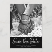 Art Deco | Geometrisch schwarz und silber Save The Date (Vorderseite)