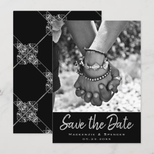 Art Deco   Geometrisch schwarz und silber Save The Date