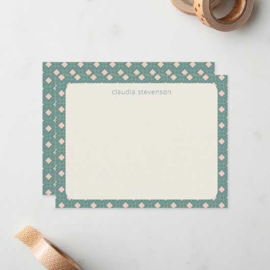 Art Deco Geometrische Aquamarine und rosa Personal Mitteilungskarte (Vorderseite/Rückseite Beispiel)