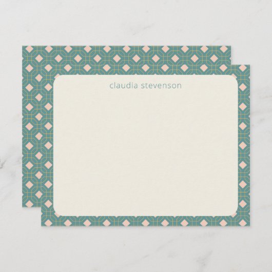 Art Deco Geometrische Aquamarine und rosa Personal Mitteilungskarte (Vorne/Hinten)