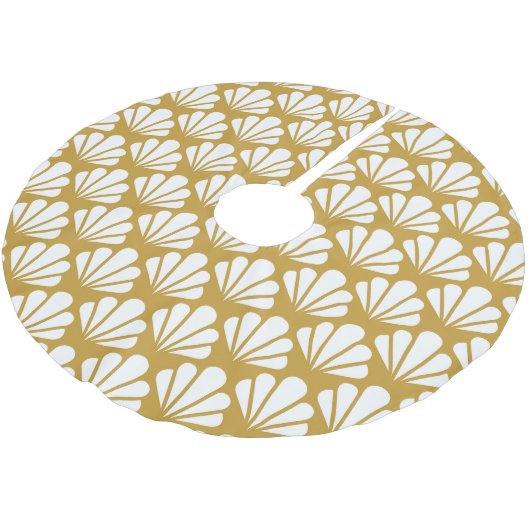 Art Déco, geometrische, blumengeschmückte Muster. Polyester Weihnachtsbaumdecke (Schrägansicht)