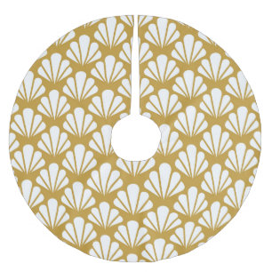 Art Déco, geometrische, blumengeschmückte Muster. Polyester Weihnachtsbaumdecke