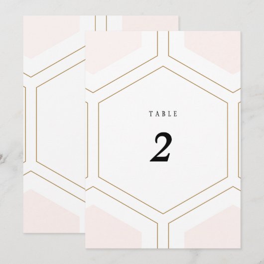 Art Deco Geometrische Diamant-Hochzeitstisch-Numme Einladung (Vorne/Hinten)