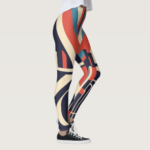 Art Deco geometrische Leggings für den 4. Juli