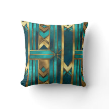 Art Deco geometrische Pfeile, Gold und Türkis
