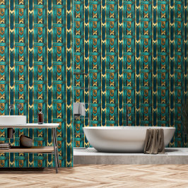 Art Deco geometrische Pfeile, Gold und Türkis Tapete