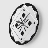 Art Deco geometrische Schwarz-Weiß-Muster Große Wanduhr (Winkel)