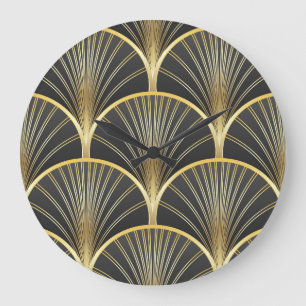 Art Deco Geometrische Textur Illustration Große Wanduhr