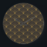 Art Deco geometrische, Vintage, nahtlose Muster. Große Wanduhr<br><div class="desc">Vintages Art Deco Nahtloses Muster. Geometrische Zierstruktur. Art Deco Glamour: Geometrische Schönheit entfesselt! Art Deco Geometric Pattern: Vintage Eleganz! Deko,  Muster,  Hintergrund,  Illustration,  Motiv,  Gold,  nahtlos,  Dekoration,  Nouveau,  japanisch,  Blume,  Ventilator,  Fliesen,  Muschel,  geometrisch,  Kreis,  Textur,  Luxus,  abstrakt,  Mode</div>
