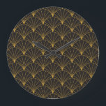 Art Deco geometrische, Vintage, nahtlose Muster. Große Wanduhr<br><div class="desc">Vintages Art Deco Nahtloses Muster. Geometrische Zierstruktur. Art Deco Glamour: Geometrische Schönheit entfesselt! Art Deco Geometric Pattern: Vintage Eleganz! Deko,  Muster,  Hintergrund,  Illustration,  Motiv,  Gold,  nahtlos,  Dekoration,  Nouveau,  japanisch,  Blume,  Ventilator,  Fliesen,  Muschel,  geometrisch,  Kreis,  Textur,  Luxus,  abstrakt,  Mode</div>