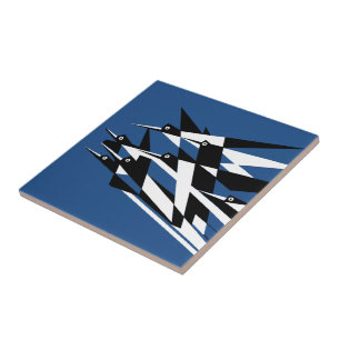 Art Deco Geometrische Vögel Erreichen Erfolg Fliese
