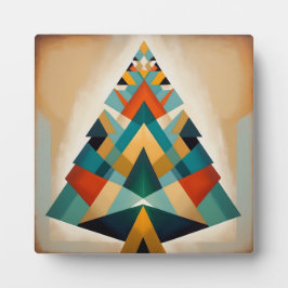 Art Deco Geometrische Weihnachtsdreiecksverzweigun Fotoplatte