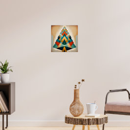 Art Deco Geometrische Weihnachtsdreiecksverzweigun Poster