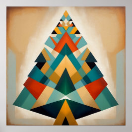 Art Deco Geometrische Weihnachtsdreiecksverzweigun Poster