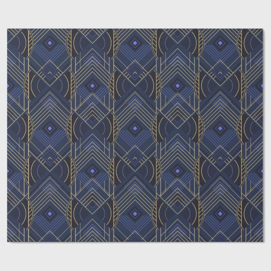 Art Deco Geometrischer Aufschwung - Blau Geschenkpapier (Flach)