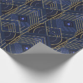 Art Deco Geometrischer Aufschwung - Blau Geschenkpapier (Ecke)