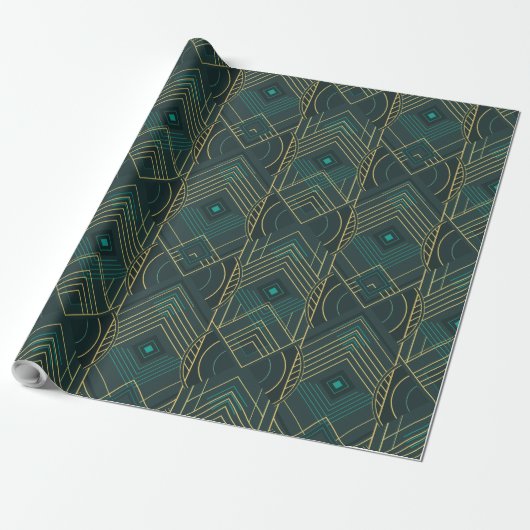 Art Deco Geometrischer Aufschwung - Türkis Türkis Geschenkpapier (Ungerollt)