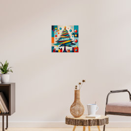 Art Deco Geometrischer Fröhlicher Weihnachtsbaum m Poster