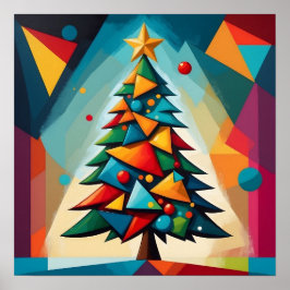Art Deco Geometrischer Weihnachtsbaum Mehrere Drei Poster