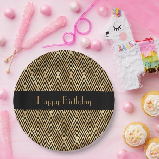 Art Deco Geometrisches, benutzerdefinierbares Part Pappteller (Party)