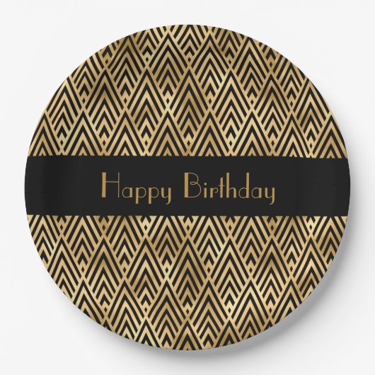 Art Deco Geometrisches, benutzerdefinierbares Part Pappteller (Vorderseite)