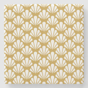 Art Deco, geometrisches florales nahtloses Muster. Steinuntersetzer
