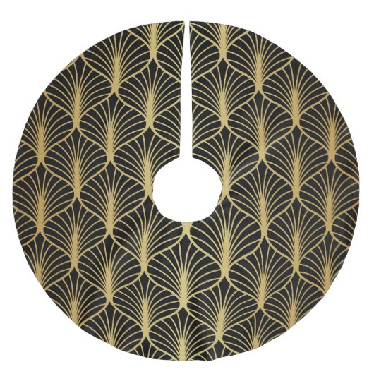 Art Deco Geometrisches Luxusmuster Polyester Weihnachtsbaumdecke (Vorderseite)