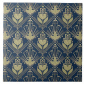 Art Deco Geometrisches Muster #6 oliv navy ID1196 Fliese (Vorderseite)