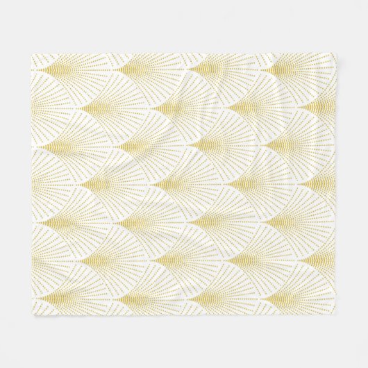 Art Deco Geometrisches Muster in Gold und Weiß Fleecedecke (Vorderseite (Horizontal))