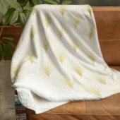 Art Deco Geometrisches Muster in Gold und Weiß Fleecedecke