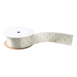 Art Deco Geometrisches Muster in Gold und Weiß Satinband