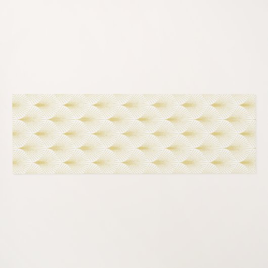 Art Deco Geometrisches Muster in Gold und Weiß Yogamatte (Rückseite (Horizontal))
