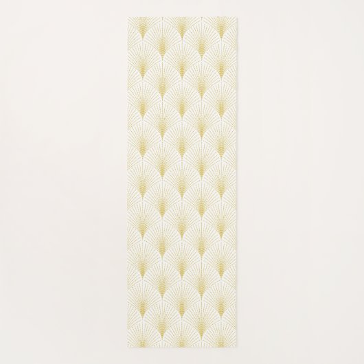Art Deco Geometrisches Muster in Gold und Weiß Yogamatte (Rückseite)
