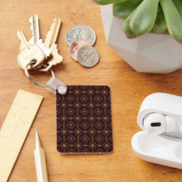 Art Deco geometrisches Muster mit goldener Diamant Schlüsselanhänger