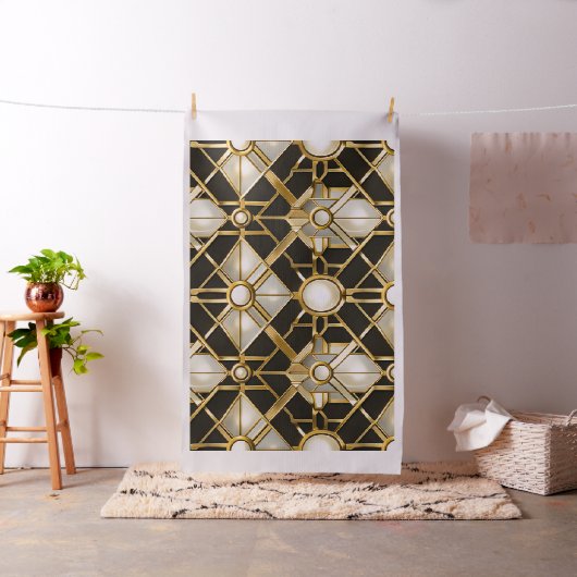 Art Deco geometrisches Muster Stoff sieht schwarz (Beispiel)