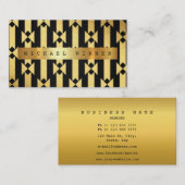 Art Deco Geometrisches Ornament Vip Golden Black F Visitenkarte (Vorne/Hinten)