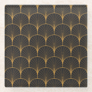 Art Deco, geometrisches Vintage-Muster. Glasuntersetzer