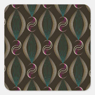 Art déco: geometrisches Vintage-Muster. Quadratischer Aufkleber