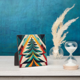 Art Deco Geometrisches Weihnachten Grüne Zweige Fotoplatte