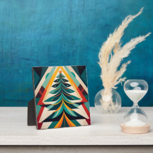 Art Deco Geometrisches Weihnachten Grüne Zweige Fotoplatte