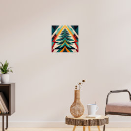Art Deco Geometrisches Weihnachten Grüne Zweige Poster