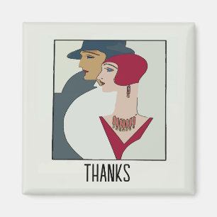 Art Deco Gesichter, Textmagnet hinzufügen Magnet