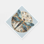 Art Deco Gestaltete Glasbläserchen Dragonfly Serviette (Ecke)
