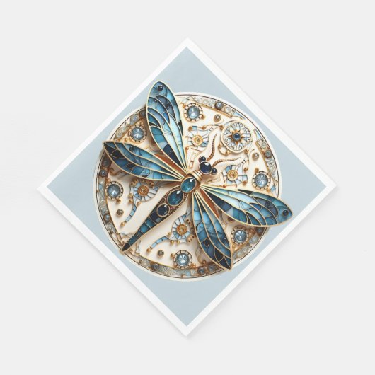 Art Deco Gestaltete Glasbläserchen Dragonfly Serviette (Ecke)