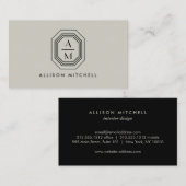 Art Deco gestapelte Monogram Logo auf Taupe Visitenkarte (Vorne/Hinten)